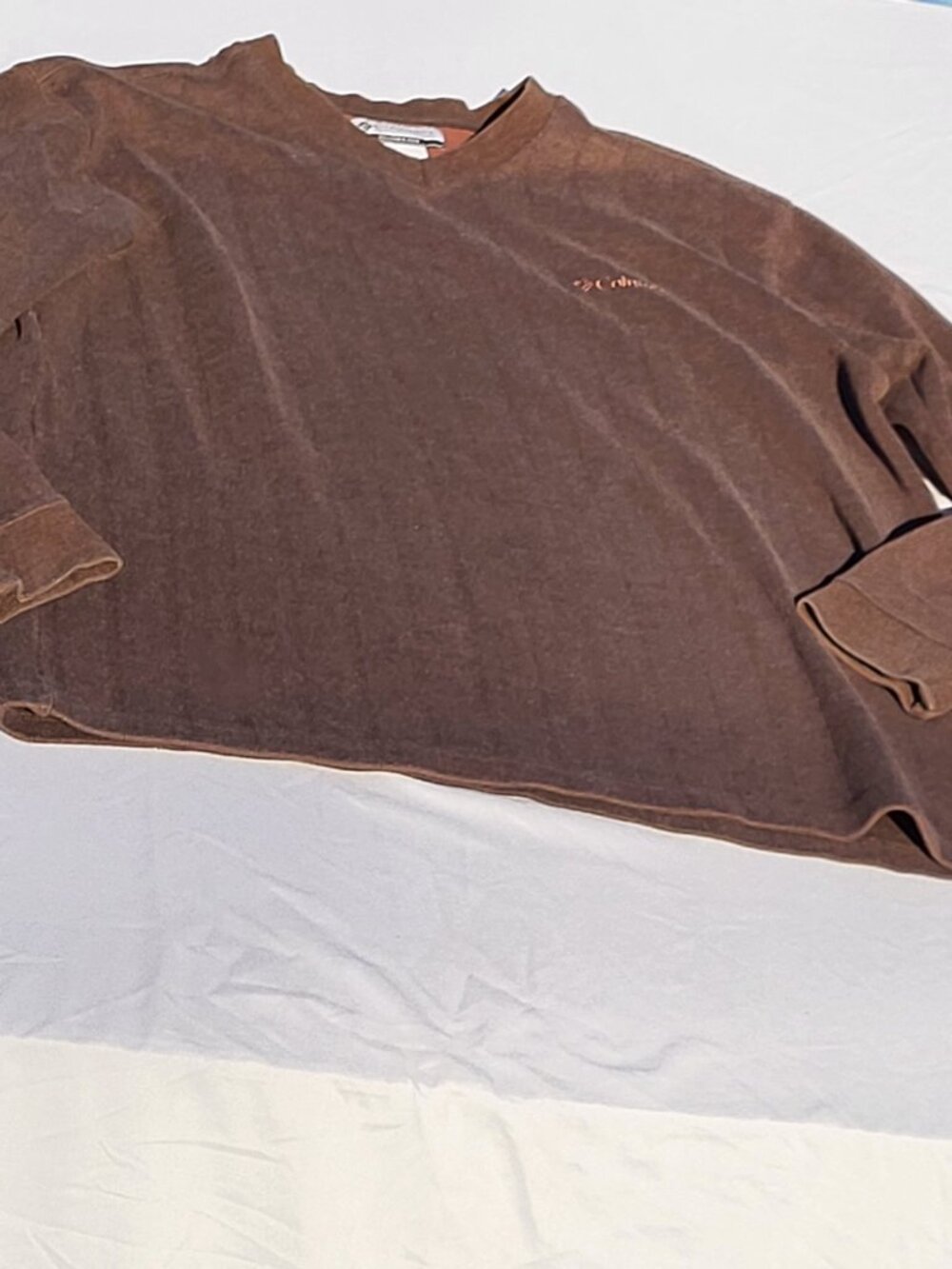 Columbia Sweater Men's XL Brown Long Sleeve V Neck Pullover Outdoor Preppy